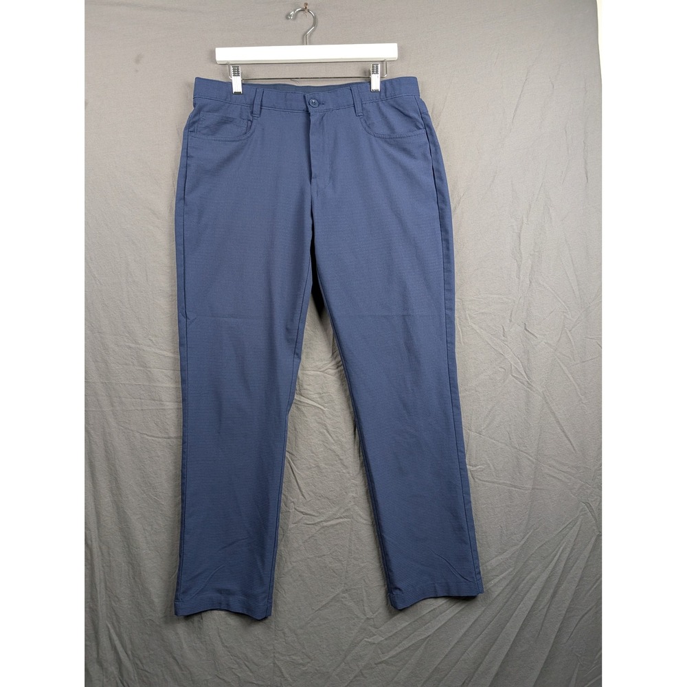 IZOD Golf Men Blue Textured Flat Front Straight Leg Performance Pants 34x32
